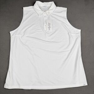 Lady Hagen Polo Shirt Womens XXL White Sleeveless Pique Golf Moisture Wicking